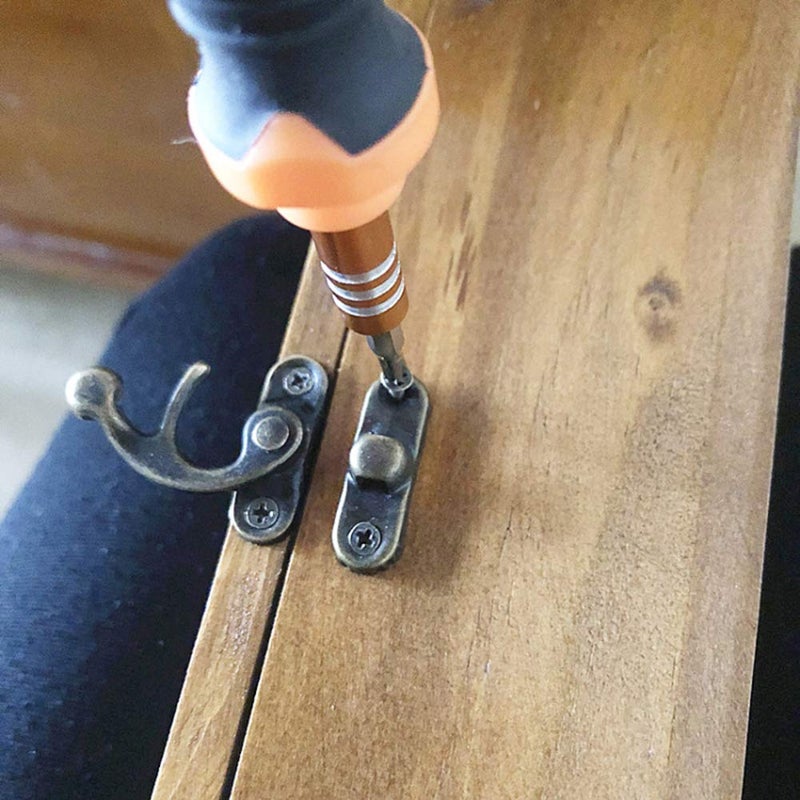 HOWDIA 25 Sets Antique Right Latch Hook Hasp and 50 Sets Antique Bronze Small Box Mini Hinges with Replacement Screws for Wood Jewelry Box, Bronze Tone - Image 5